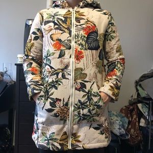 Floral Fleece Lined Coat